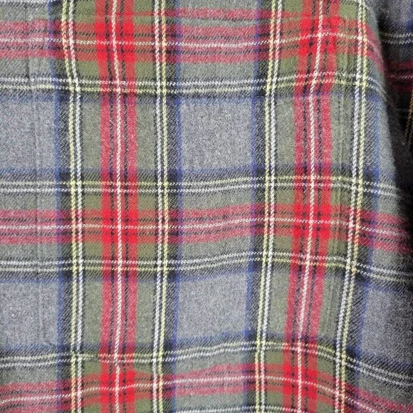 Vintage LL Bean Night Shirt Adult Medium Red Plaid Sleep Gown Flannel Mens PJs - Picture 6 of 10